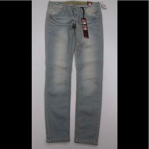 DOLLHOUSE Denim Jeans Womens Junior sz 11 Distressed Skinny Rocker SlvrStuds NEW